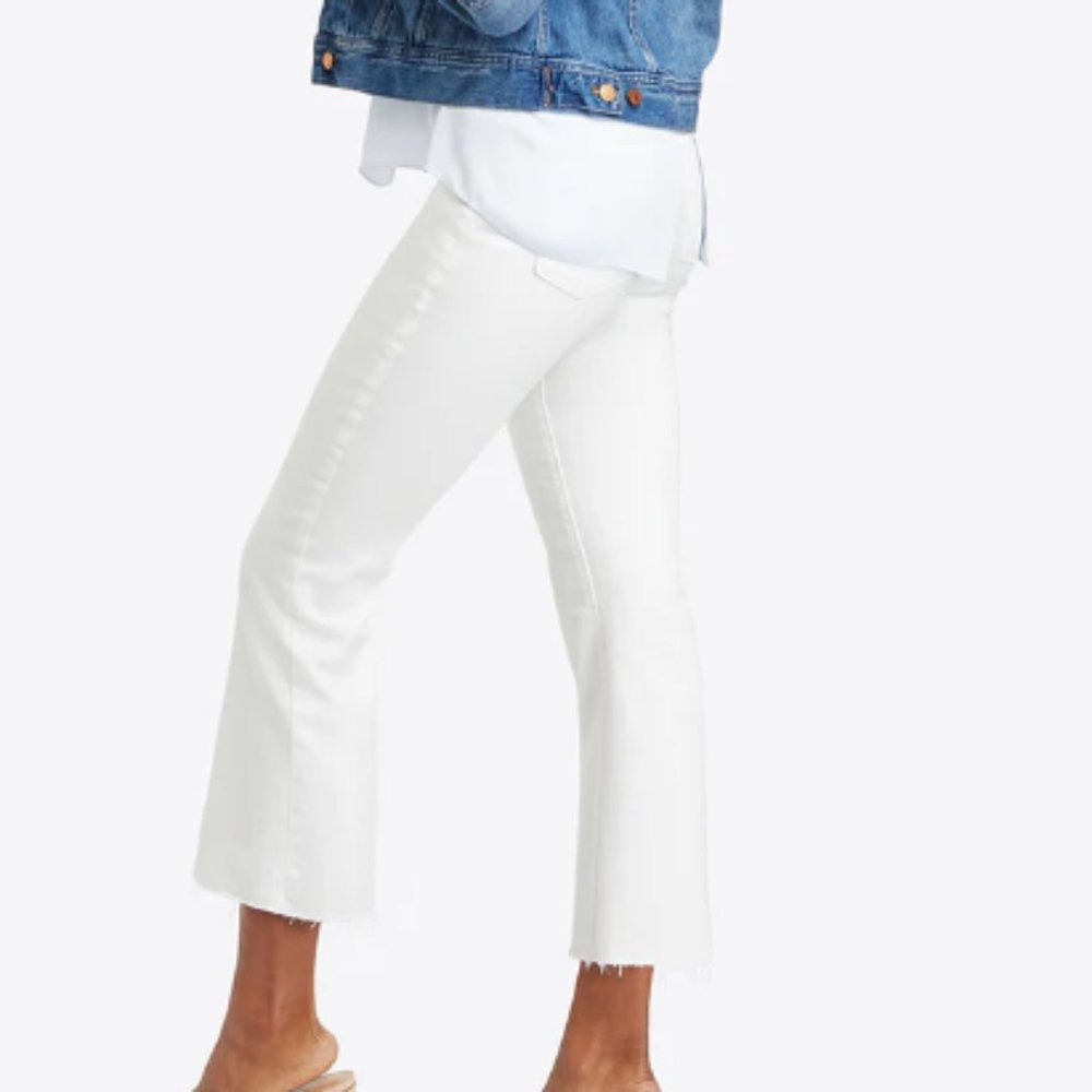 SPANX NWT Raw Hem High Rise Cropped Flare Jeans White Size XL